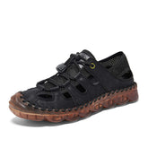 Genuine Leather+Mesh Breathable Fashion Casual Shoes Hard Wearing Close Toe Men Summer Sandals