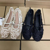 Round Toe Lightweight Casual Walking Ladies Flat Sandals Quality Mesh Breathable Women Mary Jane Flat Sandals
