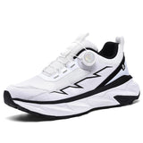 Men's Blank White Black Athletic Running Shoes with Closure System for Comfortable Sports Performance