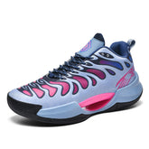 Dark Glowing High Top Basketball Shoes Non-Slip Rubber Sole Cushioned Support Flame Design Breathable Mesh Comfortable Autumn