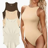 Sleeveless Tight Bodysuit Slim-fit One-piece Vest Solid Crotch Top Soild Bodysuit