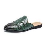 Leather Monk Strap Loafers Shoes Breathable Summer Casual Men Half Shoes