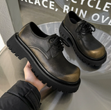 Retro Brown Faux Suede Dress Shoes Lace up Chunky Platform Sole Casual Shoes for Daily Wear Commute Outdoor Activities