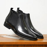 PU Leather Ankle Boots Pointed Toe Durable Classy Design Casual Men Boots