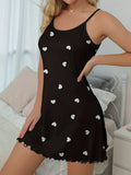 Plus Size Backless Sleep Dress for Women Elastic Waist Sexy Spaghetti Strap Nightdress Loungewear Breathable Soft Polyester