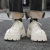 White Color Good Looking Fashion Casual Height Increasing Walking Lace up Classic Durable Thick Sole Men Chunky Shoes