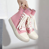 Leather Pink Zapatos Dama Canvas Platform Lace up Outdoor Footwear High Top Boots Sneakers Women's Casual Shoes