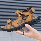 New Sandalias De Hombre Men's Summer Leather Outdoor Rhinestone Sandals with Flat Rubber Insole Breathable Nice Quality