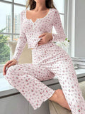 Bestselling European and American Style Autumn and Winter Loungewear Floral Long Sleeve Pants Set Casual Fashion Pajamas
