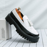 Classic Design Hot Selling Durable Fashion Dress Shoes PU Pattern Thick Sole Tassel Loafer Shoes for Men