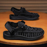 Open Woven Sport Sandal Sneaker with Quick Dry Mesh Cord Lacing+Hook Loop Cushioned Sole for All Day Comfort Stable Traction