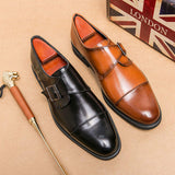 Premium Brown PU Leather Men Formal Shoes Elegant Toe Cap Design Adjustable Buckle Dress Shoes for Men Business Casual Wedding