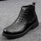 Men's Chelsea Boots with Quality Chimney Style, British Retro Genuine Leather Ankle Boots