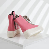 Chaussures Outdoor Casual Sepatu Wide Shoelace Leather Boots Ladies Platform Sneakers
