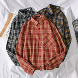 Men's Hong Kong INS Plaid Long Sleeve Shirt Lazy Loose Korean Trendy Edgy Handsome Casual Shirt Jacket