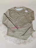 Large Size Girls Autumn Round Neck Hollow Design Tie-Dye T-Shirt Waist - Cinching Slimming Long Sleeve Knitted Top