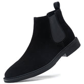 Pointed Toe Comfortable Durable Dress Shoes Men Classic Good Looking Soft Black Faux Suede Leather Flat Ankle Boots