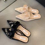 Ladies' Chic Embroidered Outdoor Loafers - Comfortable Closed Toe Spring Flats