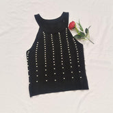 Going Out Sleeveless Knitted Women's Tanks Camis Halter Top Basic tank Top