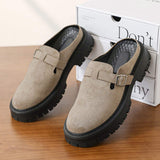 Round Toe Soft Comfortable Backless Half Loafers Classic Good Quality Durable Summer Casual Men Genuine Leather Slippers