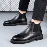 Elegant Black Leather Ankle Boots Comfortable Premium Stylish Loafers Cook Classy Genuine Leather Boots for Men