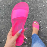 Sandalia De Gelatina Neon Transparente Flip Flops Slides Slipper Flat Clear Women Fancy Jelly Sandals