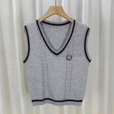 V-neck Classic Tank Top Knitted Vest Retro Sweater