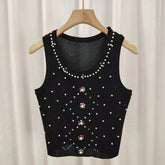 Ice Silk Cropped Top Slim-fit Sleeveless Tops Colorful Women's Tanks Camis