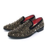 Rivet Upper Golden Luxury Dress Shoes Men Durable Good Looking Formal Daily Outdoor Slip on
