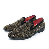 Rivet Upper Golden Luxury Dress Shoes Men Durable Good Looking Formal Daily Outdoor Slip on