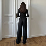 2025 Autumn New Cozy Women's Home Wear Set , Solid Color Long Sleeve T-Shirt with Loose Pants , Crew Neck Loungewear Wholesale - Zeprah