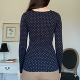 Women's Fashion Slim Fit Long Sleeve T-Shirt , Autumn Lace Polka Dot Bodycon Top , U-Neck Base Layer Loungewear OEM (All Seasons)