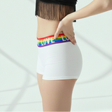 White Boyshorts with Rainbow LOVE Logo Waistband | Mid-Rise Comfy Underwear