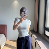 Essential Ribbed Knit Crew Neck T-Shirt