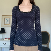 Women's Fashion Slim Fit Long Sleeve T-Shirt , Autumn Lace Polka Dot Bodycon Top , U-Neck Base Layer Loungewear OEM (All Seasons)