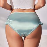 Satin Ruffle Hipster Underwear with Bow Detail