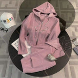 Women’s Casual Sports Two-Piece Set – Hooded Sweatshirt and Long Pants, Spring Autumn Activewear