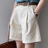 Tailored High-Waist Pleated Shorts with Belt