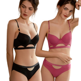 Pink Camouflage Print Push-Up Bra and Panty Set