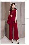 Three-Piece Flowy Duster Cardigan and Wide-Leg Pants Set