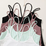 Eyelet Knit Camisole - Breathable Slim-Fit Bohemian Beauty-Back Tank Top