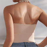 Ruffle Trim Seamless Halter Crop Top