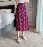 High-Waist Floral Print Flared Midi Skirt