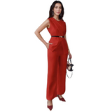 Tailored Asymmetric Peplum Wide-Leg Jumpsuit