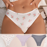 Print Cotton Bikini Underwear - Rose Floral Soft Breathable Mid-Rise Hipster Underwear for Women – Eco-Friendly, Everyday Comfort