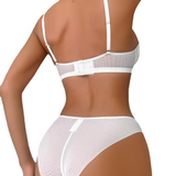 Elegant White Sheer Mesh and Lace Lingerie Set