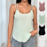 Eyelet Knit Camisole - Breathable Slim-Fit Bohemian Beauty-Back Tank Top