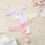 Scalloped Edge Floral Lace Thong