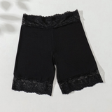 Sheer High-Waist Bike Short Safety Underwear with Lace Trim