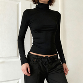 Winter Thermal Wear Turtleneck Top: Women's Basic Slim Fit Stretch Knit Long Sleeve Base Layer | Factory Direct Spandex/Poly